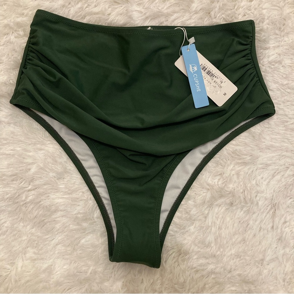 Cupshe dark green cheeky bikini bottoms NWT